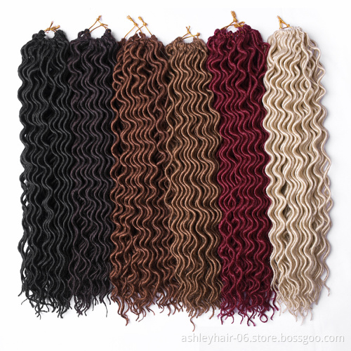 Heat Resistant Fiber Synthetic Crochet Goddess Curly Wavy Faux Locs Hair Extensions